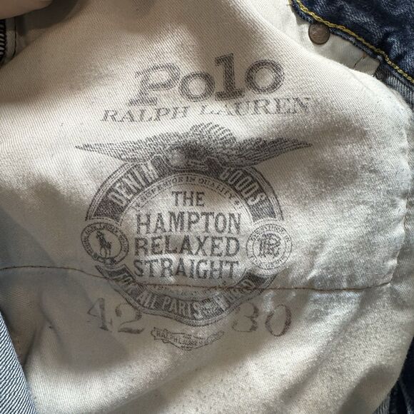Polo Ralph Lauren Jeans Mens 42x30 Hampton Relaxed Straight Light Wash Denim - Picture 10 of 11
